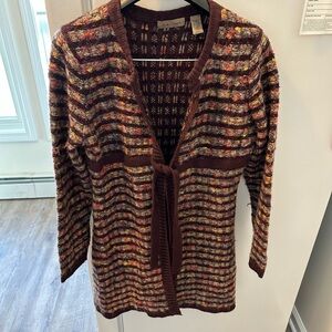 IE Relaxed Tie Front Babydoll Open Cardigan